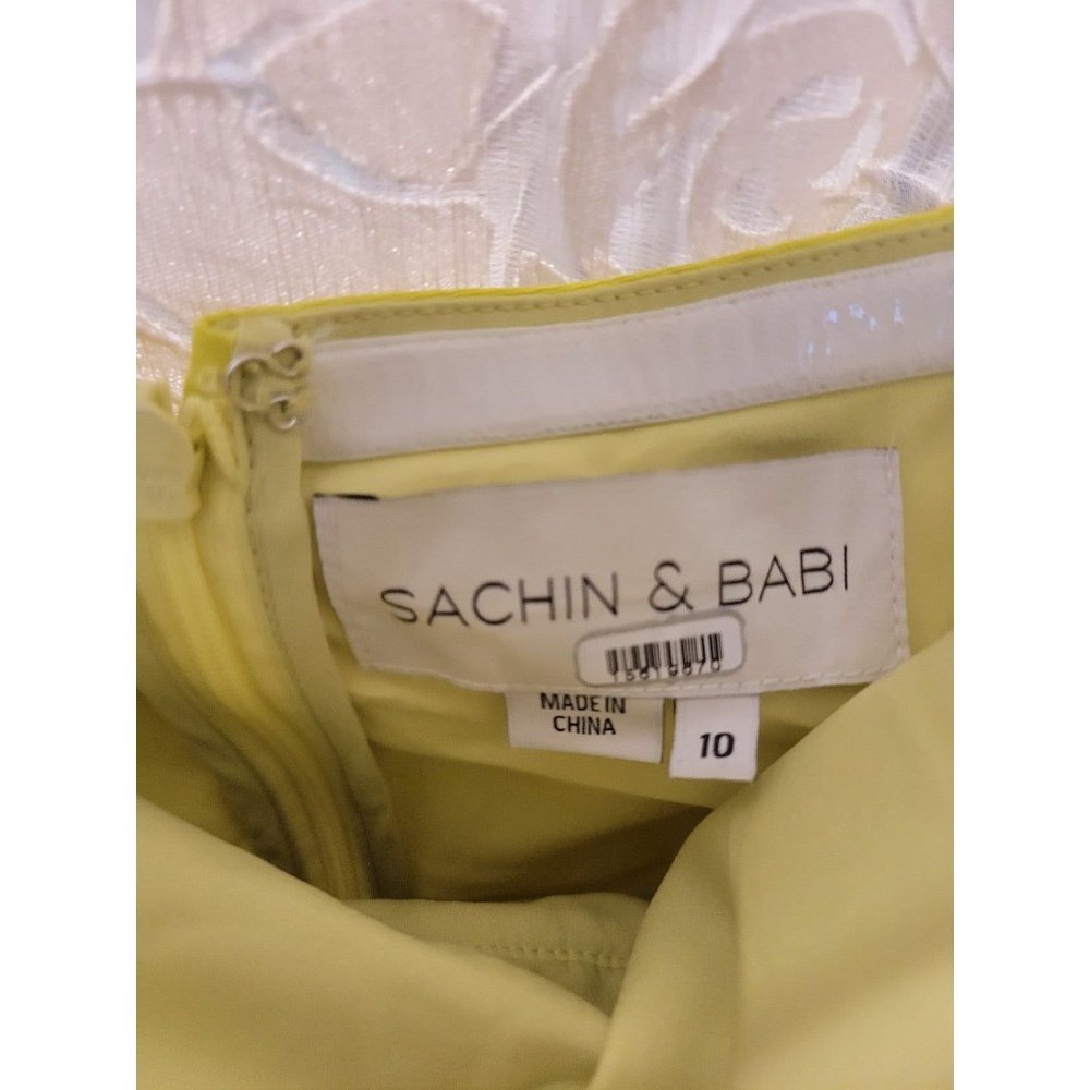 Rent the runway sz 10 Sachin and Babi Maura neon yellow mini strapless dress - Picture 7 of 10